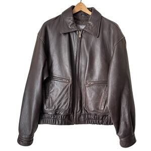 VTG Wilson Leather Jacket Mens XL Brown Bomber Soft Buttery Insulated Liner Y2K